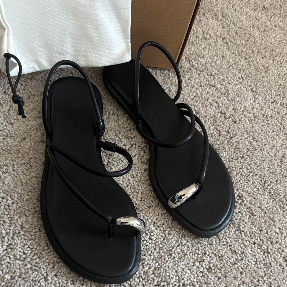 Vince Elegant Black Sandals with Silver Accents 9.5 - Picture 1 of 7